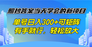 照抄答案当天学会的新项目，单号日入300 +可矩阵，有手就行，轻松放大-财虎网络科技
