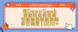 用DeepSeek做哪吒走秀视频，引爆流量涨粉利器，单日变现1k-财虎网络科技