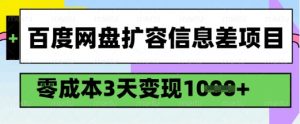 百度网盘扩容信息差项目，零成本，3天变现1k，详细实操流程-财虎网络科技