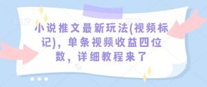 小说推文最新玩法(视频标记)，单条视频收益四位数，详细教程来了-财虎网络科技