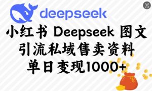 小红书Deepseek图文引流私域售卖资料,单日变现多张-财虎网络科技