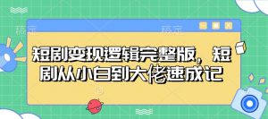 短剧变现逻辑完整版，短剧从小白到大佬速成记-财虎网络科技