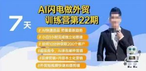 AI闪电做外贸训练营第22期：Al快速选品+小白1小时完成独立站搭建+10分钟获取200个客户等-财虎网络科技