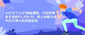 小红书个人IP陪跑课程，开启你职业生涯的PLAN-B，素人也能火成为百万博主的流量密码-财虎网络科技