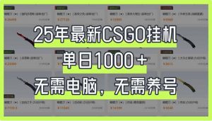 25年最新CSGO挂机系统，单日1000+，无需电脑，无需养号，0基础可上手-财虎网络科技