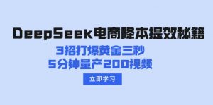 DeepSeek电商降本提效秘籍：3招打爆黄金三秒，5分钟量产200视频-财虎网络科技