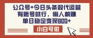 公众号+今日头条双代运营,有账号就行,单日稳定变现8张【揭秘】-财虎网络科技