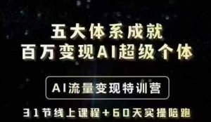 五大体系成就百万变现AI超级个体- AI流量变现特训营,一步一步教你一个人怎么年入百W-财虎网络科技