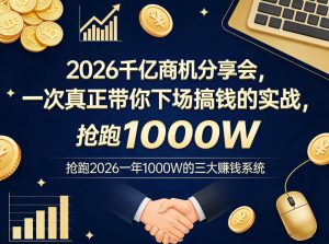 2026千亿商机分享会，一次真正带你下场搞钱的实战，抢跑2026一年1000W的三大賺钱系统-财虎网络科技