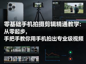 零基础手机拍摄剪辑精通教学：从零起步，手把手教你用手机拍出专业级视频-财虎网络科技