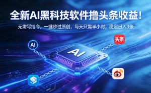 全新AI黑科技软件撸头条收益！无需写指令，一键秒过原创，每天只需半小时，稳定日入3张【揭秘】-财虎网络科技