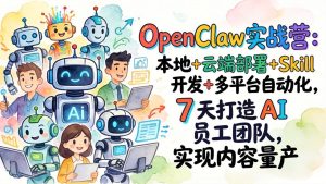 OpenClaw实战营：本地+云端部署+Skill开发+多平台自动化，7 天打造 AI 员工团队，实现内容量产-财虎网络科技