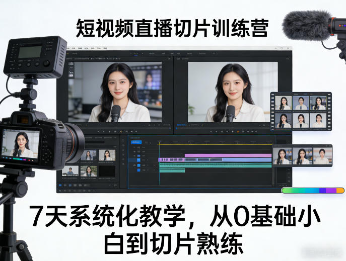 短视频直播切片训练营,7天系统化教学,从0基础小白到切片熟练-财虎网络科技