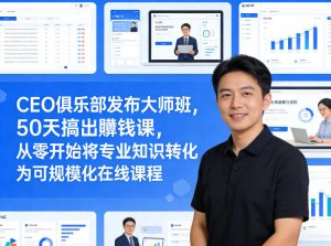 CEO俱乐部发布大师班,50天搞出賺钱课,从零开始将专业知识转化为可规模化在线课程-财虎网络科技