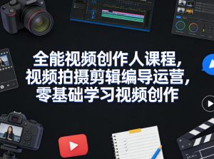 全能视频创作人课程，视频拍摄剪辑编导运营，零基础学习视频创作(更新2026年3月)-财虎网络科技