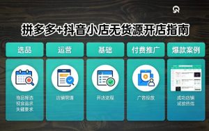 拼多多+抖音小店无货源开店，包括：选品、运营、基础、付费推广、爆款案例等(更新26年3月)-财虎网络科技