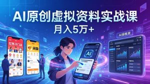 AI原创虚拟资料实战课：2026新机会，小红书闲鱼开店，普通人用AI轻松变现，月入5万+-财虎网络科技