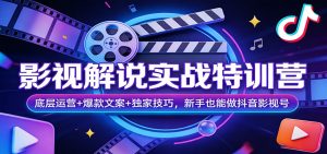 影视解说实战特训营:底层运营+爆款文案+独家技巧,新手也能做抖音影视号-财虎网络科技