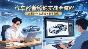 抖音汽车科普解说实战：文案+动画+画面处理+去水印全流程，打造专业汽车科普视频-财虎网络科技