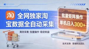 全网独家，淘宝数据全自动采集项目，批量可矩阵，单机轻松日入300【揭秘】-财虎网络科技