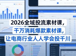 2026全域投流素材课,干万消耗爆款素材课,让电商行业人人学会投千川-财虎网络科技