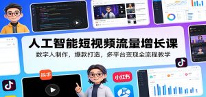 人工智能短视频流量增长课：数字人制作，爆款打造，多平台变现全流程教学-财虎网络科技