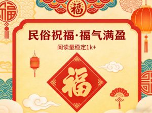 公众号流量主之民俗祝福赛道，选题不愁，结构固定，阅读稳定1w+-财虎网络科技
