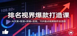 排名视界爆款打造课:AI文案+配音+剪辑+变现,TOP盘点视频制作全流程-财虎网络科技