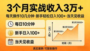 3个月实战收入3万+，每天操作10几分钟，新手轻松日入100+，当天见收益-财虎网络科技