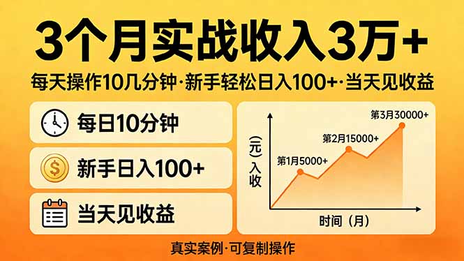 3个月实战收入3万+,每天操作10几分钟,新手轻松日入100+,当天见收益-财虎网络科技