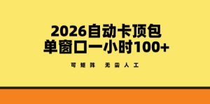 2026自动卡顶包玩法，单窗口一小时100+，可矩阵操作，无需人工【揭秘】-财虎网络科技