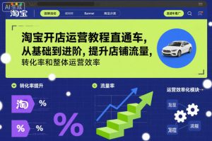 淘宝开店运营教程直通车，从基础到进阶，提升店铺流量，转化率和整体运营效率(更新26年3月)-财虎网络科技