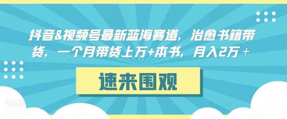 抖音&视频号最新蓝海赛道，治愈书籍带货，一个月带货上万+本书，月入2万＋【揭秘】-财虎网络科技