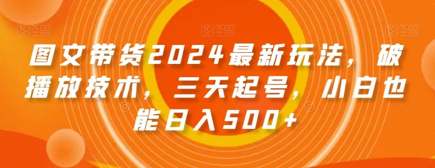 图文带货2024最新玩法,破播放技术,三天起号,小白也能日入500+【揭秘】-财虎网络科技