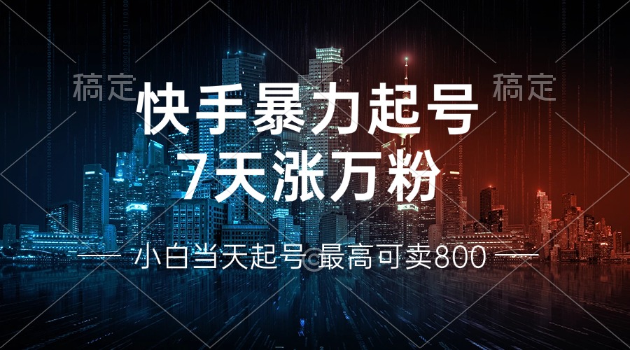快手暴力起号，7天涨万粉，小白当天起号 多种变现方式，账号回收，单月...-财虎网络科技