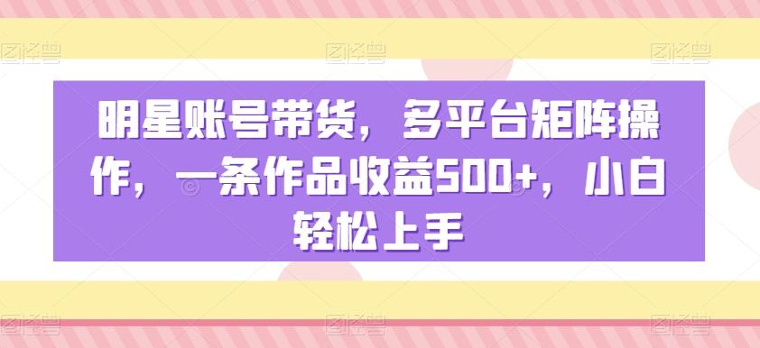明星账号带货，多平台矩阵操作，一条作品收益500+，小白轻松上手【揭秘】-财虎网络科技
