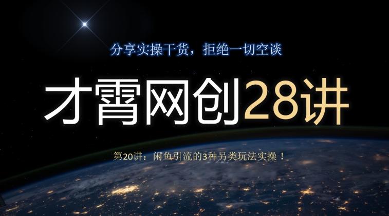 才霄网创28讲第20讲：闲鱼引流的3种另类玩法实操！-财虎网络科技