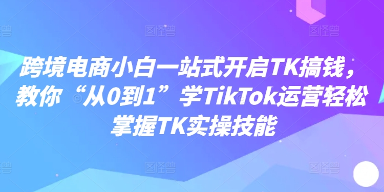 跨境电商小白一站式开启TK搞钱，教你“从0到1”学TikTok运营轻松掌握TK实操技能-财虎网络科技