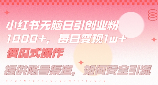 小红书无脑每日引流创业粉500+，小白每天只花半小时，躺赚长尾收益【揭秘】-财虎网络科技