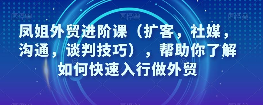 凤姐外贸进阶课（扩客，社媒，沟通，谈判技巧），帮助你了解如何快速入行做外贸-财虎网络科技