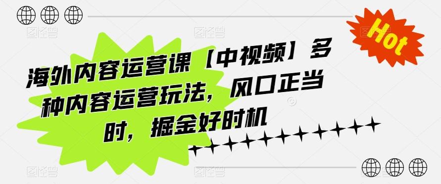 海外内容运营课【中视频】多种内容运营玩法,风口正当时,掘金好时机-财虎网络科技