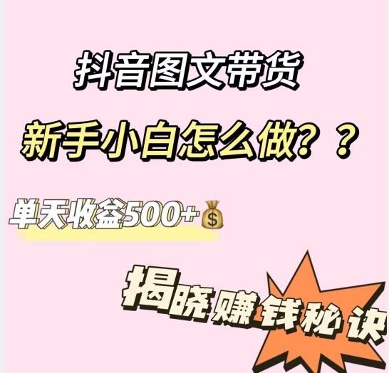 抖音图文带货，新手小白怎么做？单天收益500+【揭秘赚钱秘诀】-财虎网络科技