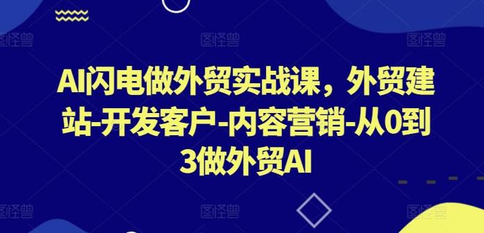 AI闪电做外贸实战课，​外贸建站-开发客户-内容营销-从0到3做外贸AI-财虎网络科技