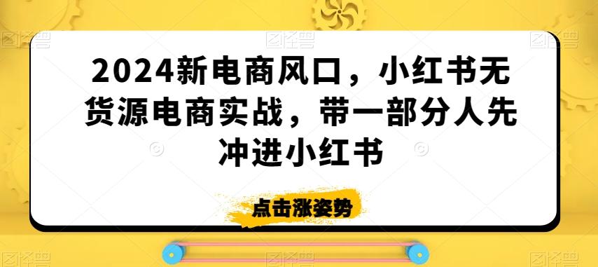 2024新电商风口，小红书无货源电商实战，带一部分人先冲进小红书-财虎网络科技