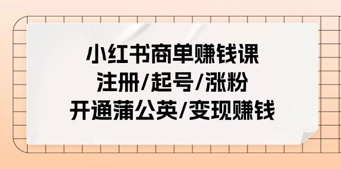 小红书商单赚钱课:注册/起号/涨粉/开通蒲公英/变现赚钱(25节课)-财虎网络科技