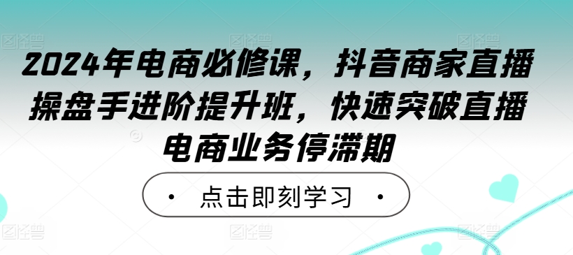 2024年电商必修课，抖音商家直播操盘手进阶提升班，快速突破直播电商业务停滞期-财虎网络科技