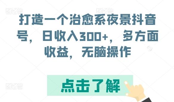 打造一个治愈系夜景抖音号，日收入300+，多方面收益，无脑操作【揭秘】-财虎网络科技