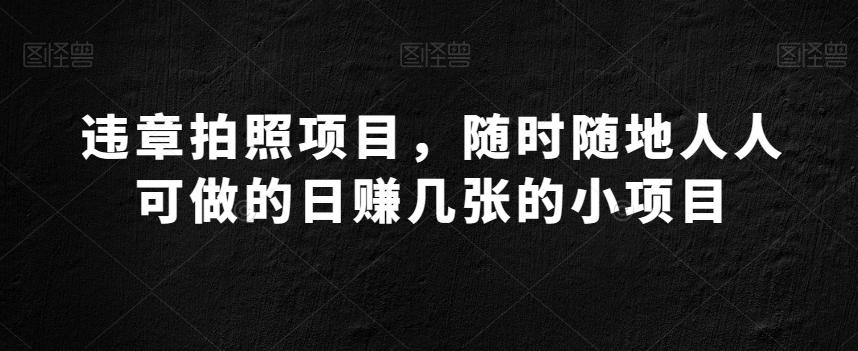 违章拍照项目，随时随地人人可做的日赚几张的小项目-财虎网络科技