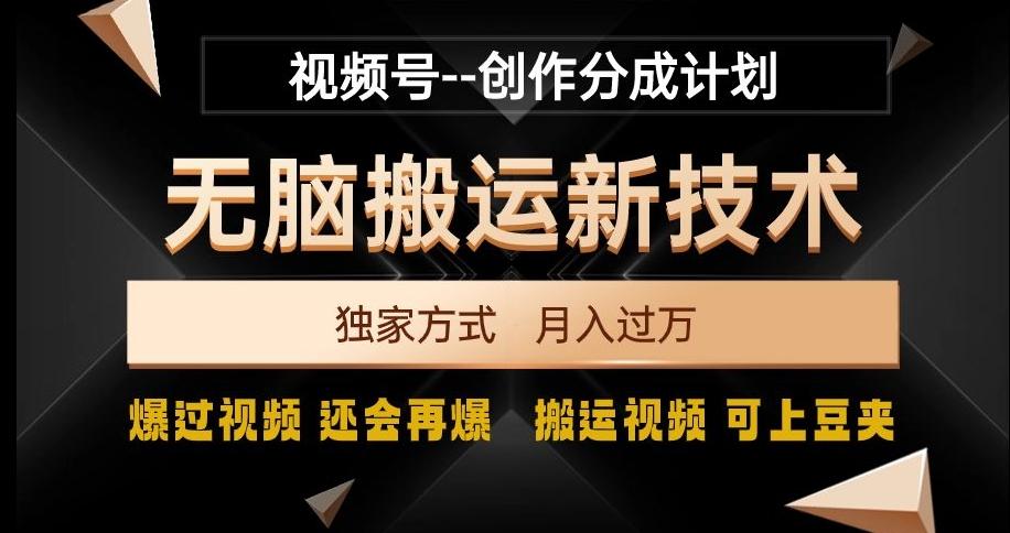 视频号无脑搬运新技术，破原创壕流量，独家方式，爆过视频，还会再爆【揭秘】-财虎网络科技