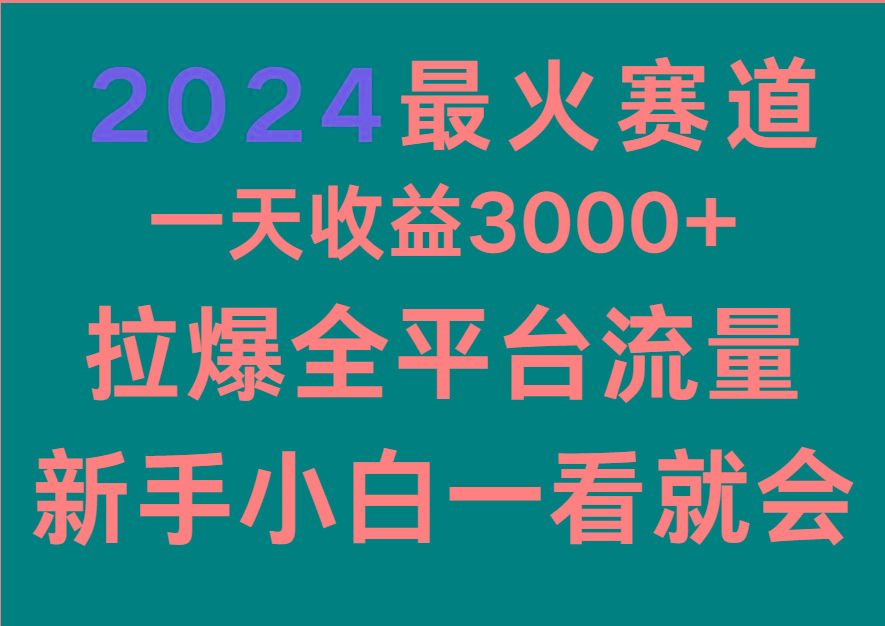 2024最火赛道，一天收一3000+.拉爆全平台流量，新手小白一看就会-财虎网络科技